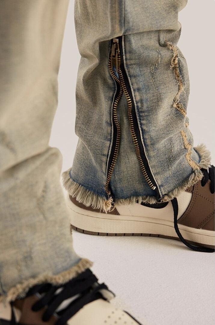 Y2K Slim Leg Ripped Jeans - Retro 90s Grunge Style Denim for Trendy Outfits