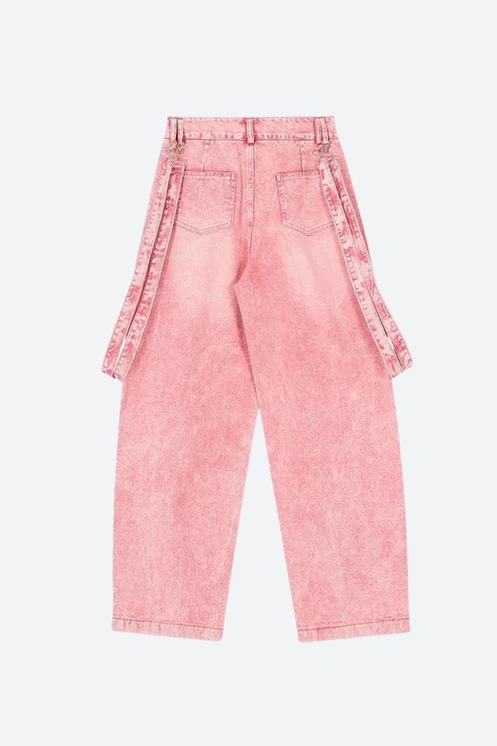 Y2K Soft Girl Double Belted Baggy Jeans - Retro 90s Grunge Y2K Fashion Denim