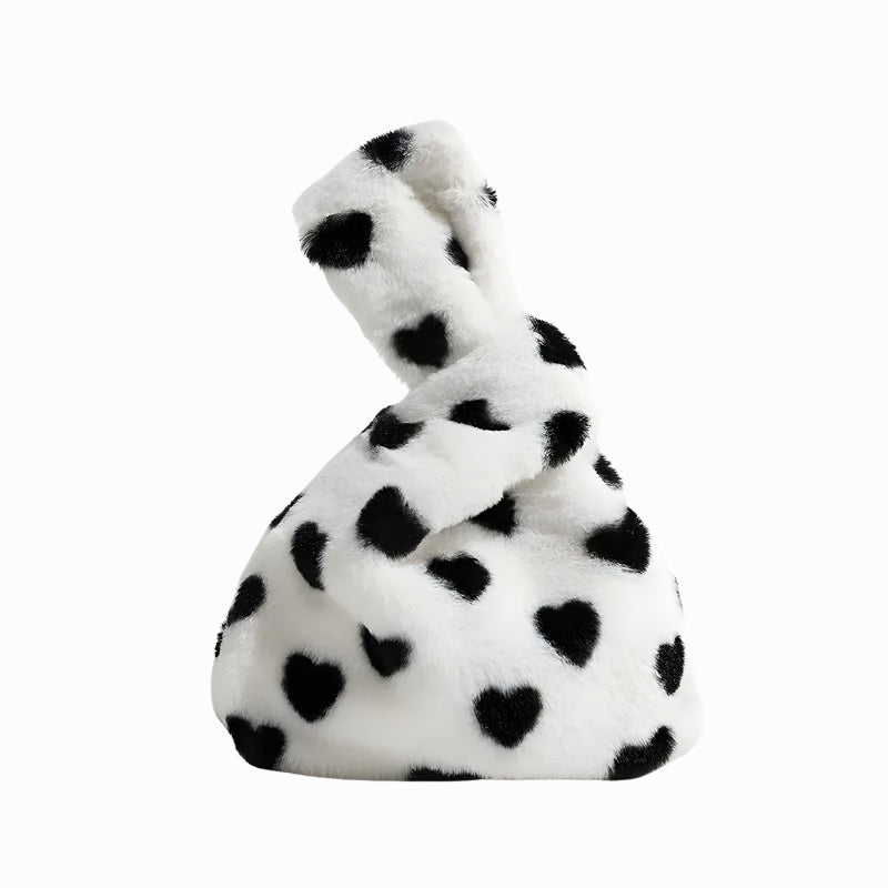 Y2K Soft Girl Heart Fluffy Wrist Bag - Retro Style Grunge Accessory for 90s Outfits