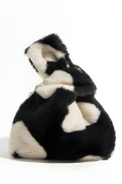 Y2K Soft Girl Heart Fluffy Wrist Bag - Retro Style Grunge Accessory for 90s Outfits