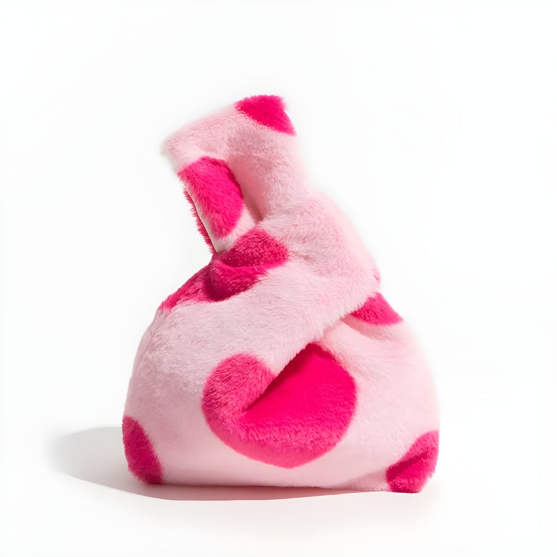 Y2K Soft Girl Heart Fluffy Wrist Bag - Retro Style Grunge Accessory for 90s Outfits