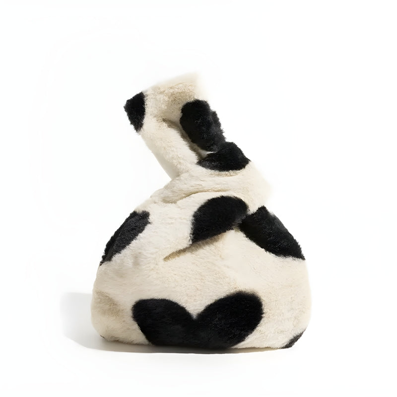 Y2K Soft Girl Heart Fluffy Wrist Bag - Retro Style Grunge Accessory for 90s Outfits