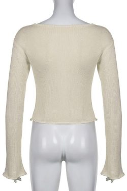 Y2K Star Embroidery Knitted Top - Retro 90s Fashion Grunge Style