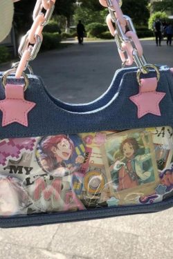 Y2K Star Transparent Denim Bag - Retro Style Y2K Fashion Accessory