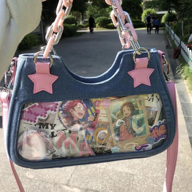 Y2K Star Transparent Denim Bag - Retro Style Y2K Fashion Accessory