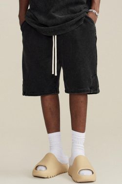 Y2K Summer Drawstring Waist Loose Shorts - Retro 90s Fashion Grunge Outfits