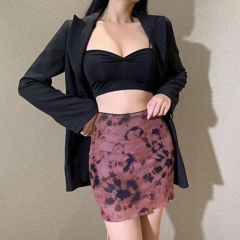 Y2K Tie Dye Mesh Mini Skirt - Retro 90s Grunge Style