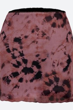 Y2K Tie Dye Mesh Mini Skirt - Retro 90s Grunge Style