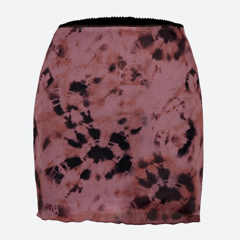 Y2K Tie Dye Mesh Mini Skirt - Retro 90s Grunge Style
