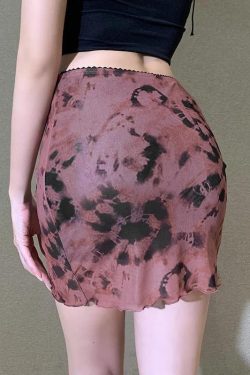 Y2K Tie Dye Mesh Mini Skirt - Retro 90s Grunge Style