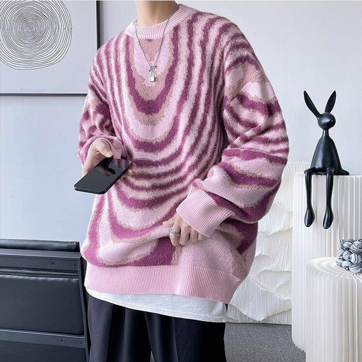 Y2K Wavy Striped Knitted Sweater - Retro 90s Fashion Grunge Outfit