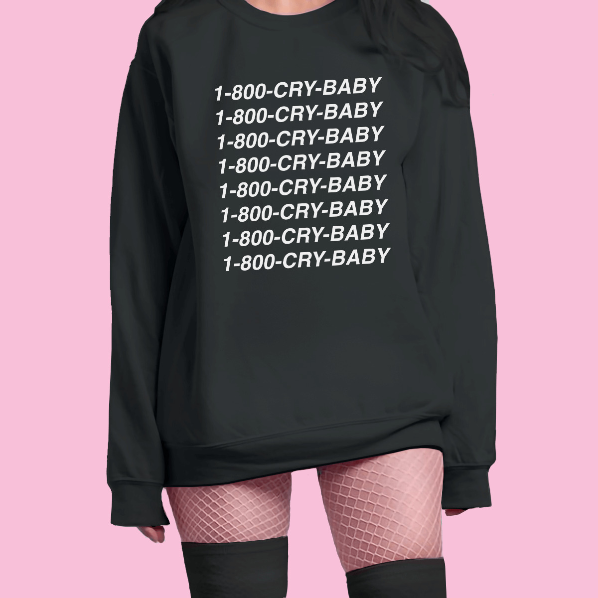 1-800-CRY-BABY Sweatshirt - Y2K Grunge, 90s Fashion, Retro Style, Pastel Goth,