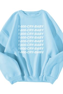 1-800-CRY-BABY Sweatshirt - Y2K Grunge, 90s Fashion, Retro Style, Pastel Goth,