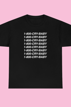 1-800-CRY-BABY T-Shirt Black - Y2K Grunge, 90s Fashion, Retro Style, Gothic Y2