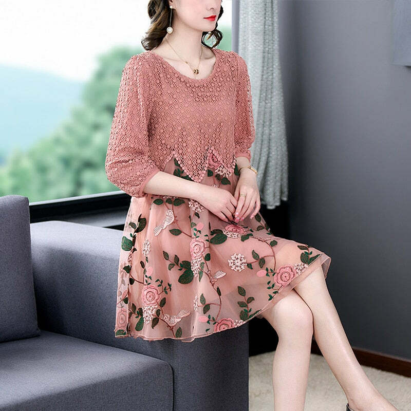 2023 Y2K Summer Floral Silk Dress - Retro 90s Grunge, Pastel Goth, Party & Club Outfits