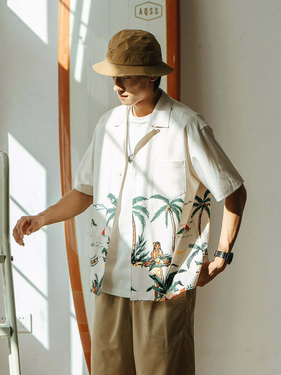 714street 'Breeze' Button-Up Shirt - Y2K Summer Grunge, 90s Retro, Pastel Goth, Y2K Club