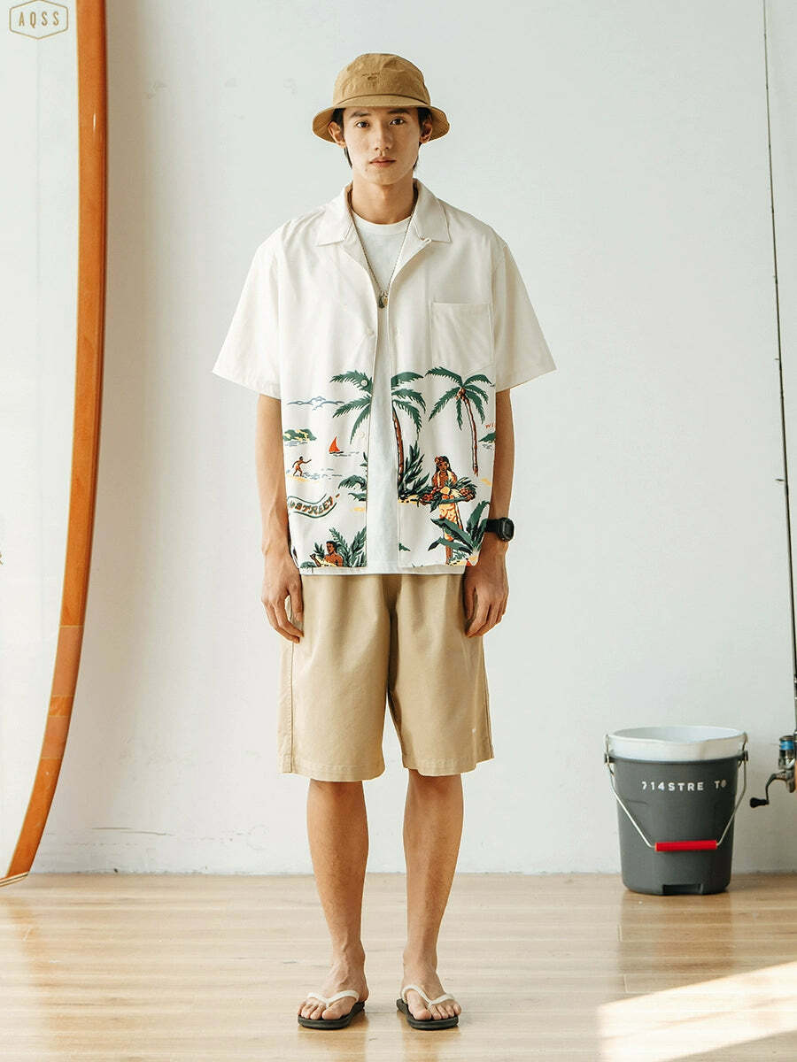 714street 'Breeze' Button-Up Shirt - Y2K Summer Grunge, 90s Retro, Pastel Goth, Y2K Party