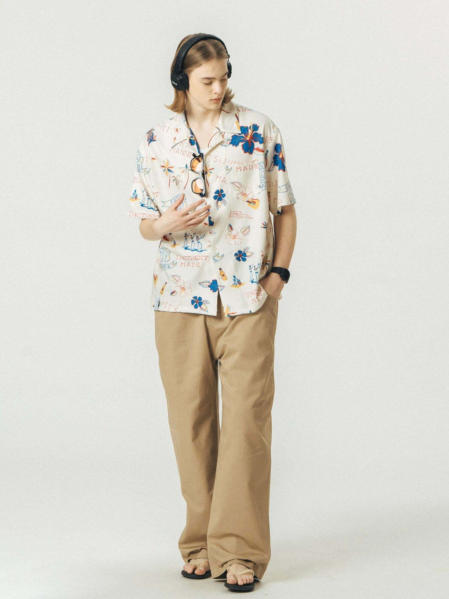 714street 'Luau' Button-Up Shirt - Y2K Summer, 90s Grunge, Retro Hip Hop, Pastel Goth Fashion