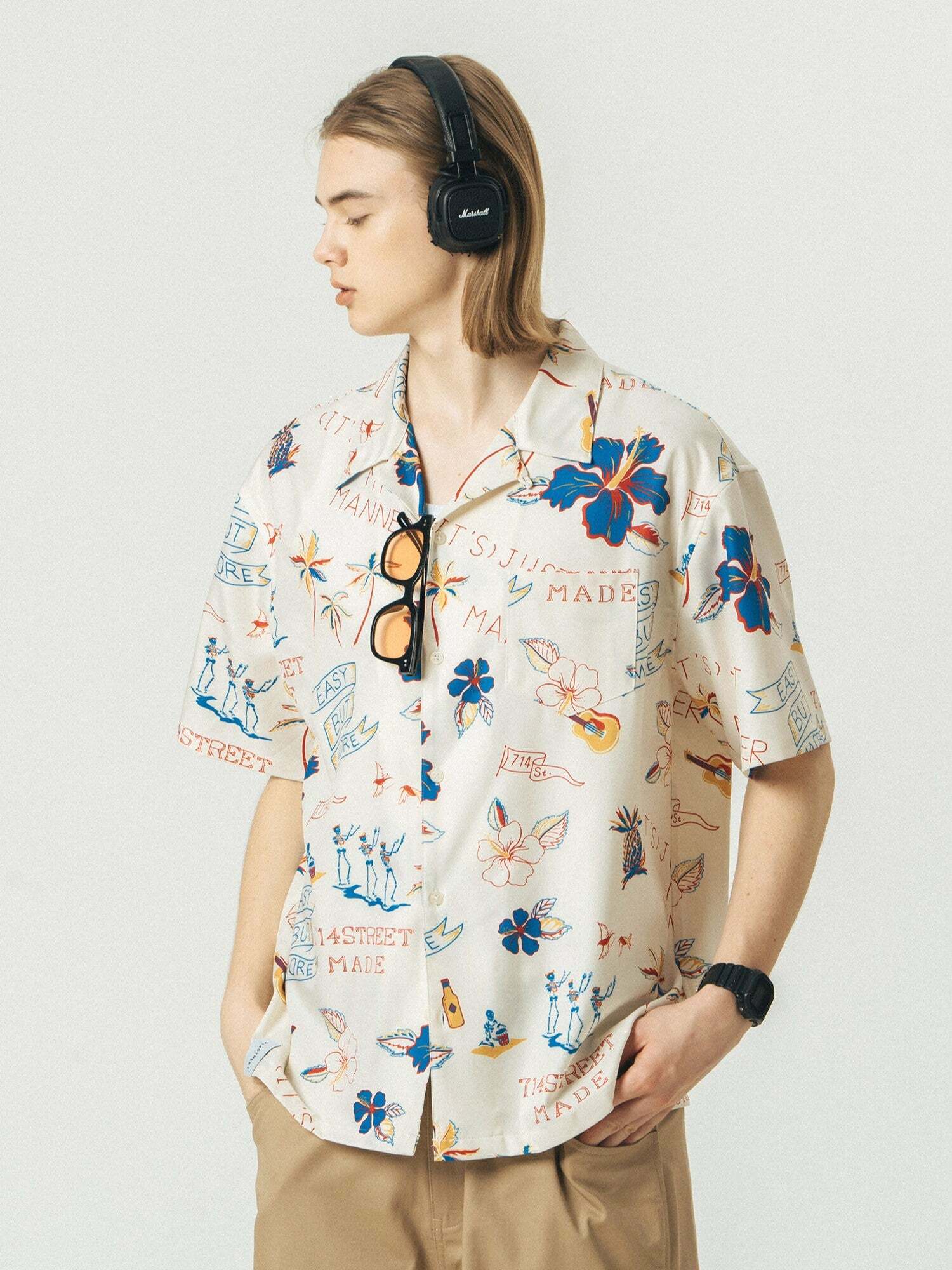 714street 'Luau' Button-Up Shirt - Y2K Summer, 90s Grunge, Retro Hip Hop, Pastel Goth Fashion