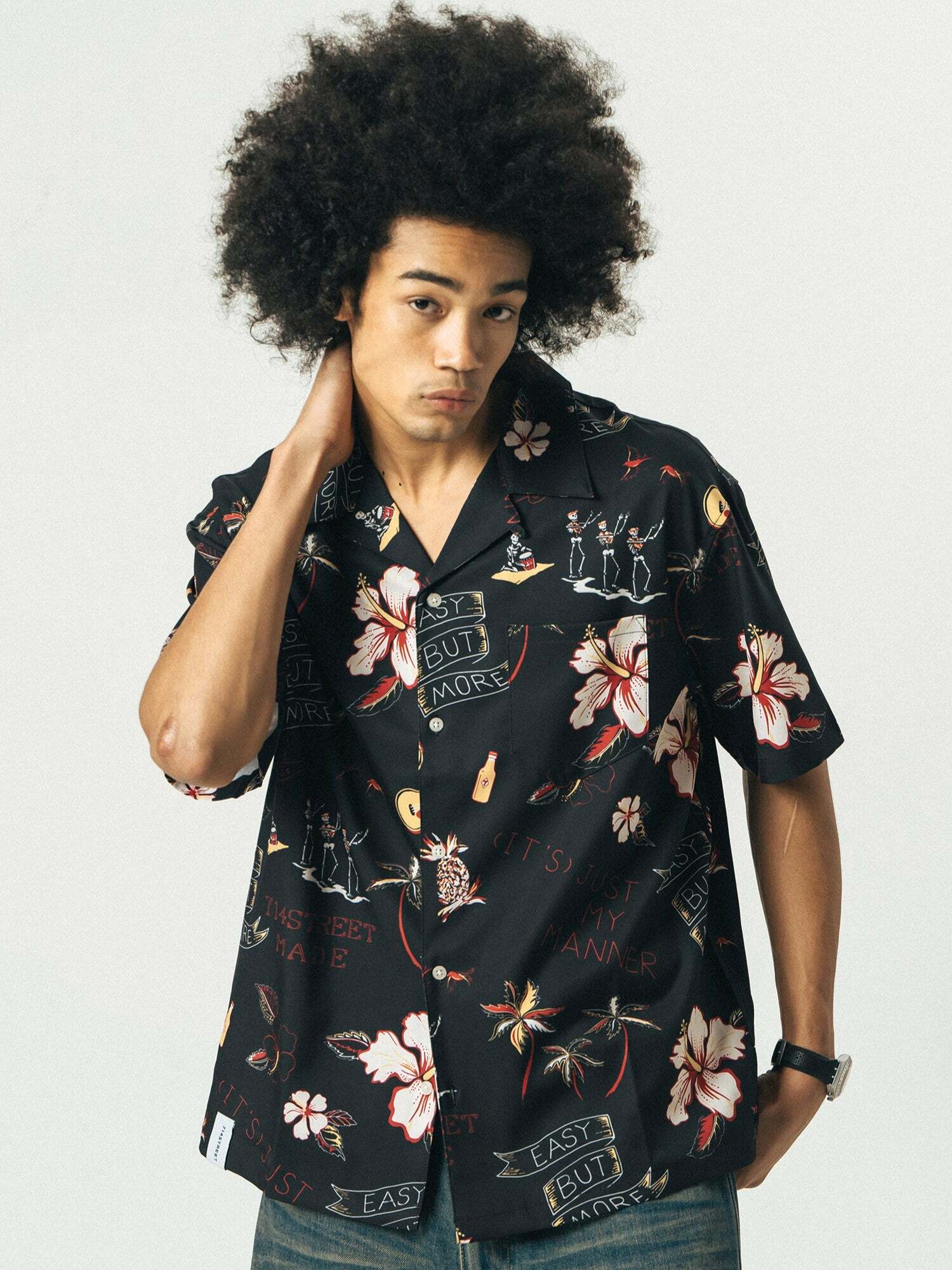 714street 'Luau' Button-Up Shirt - Y2K Summer, 90s Grunge, Retro Hip Hop, Pastel Goth Fashion