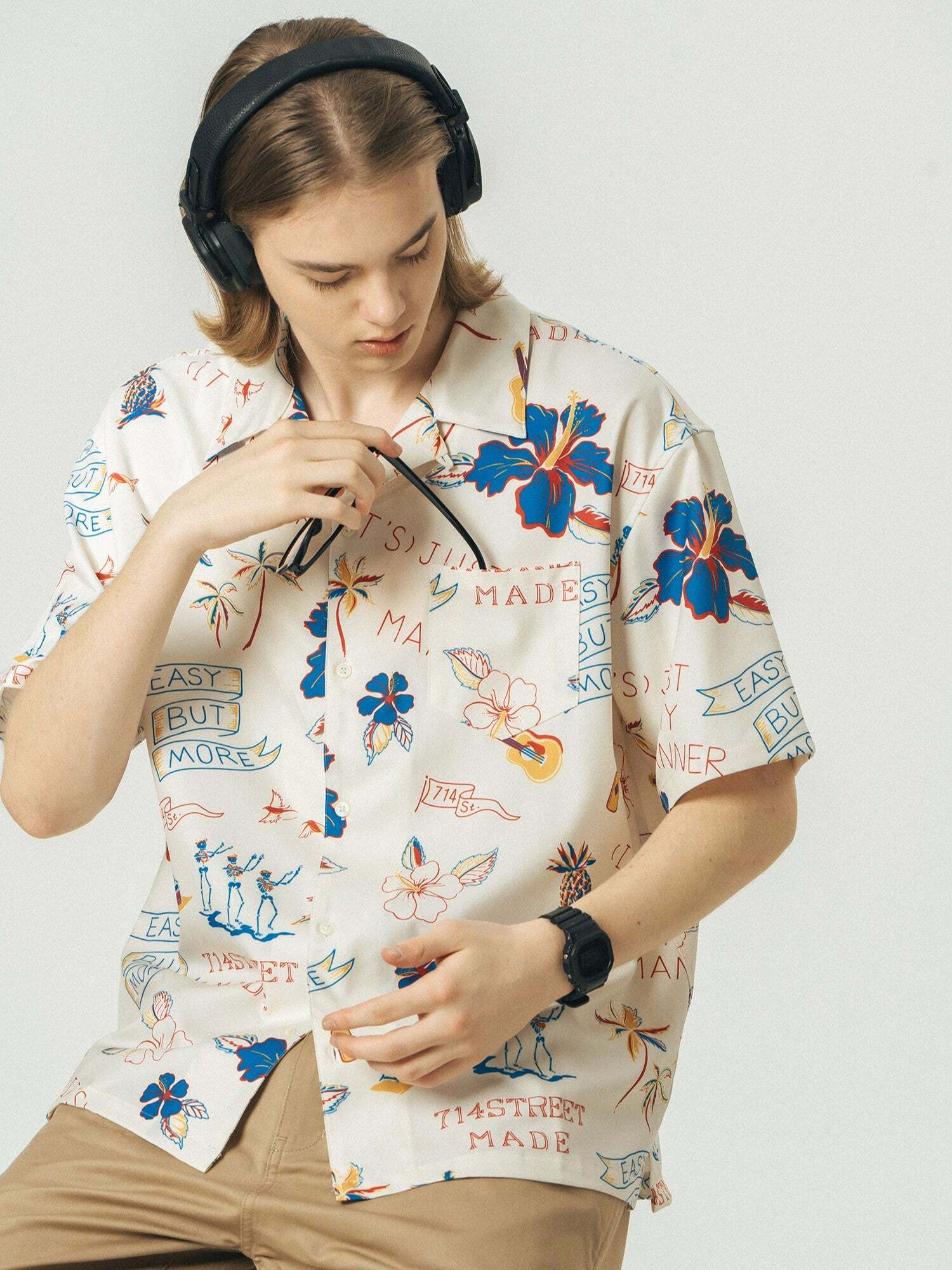714street 'Luau' Button-Up Shirt - Y2K Summer, 90s Grunge, Retro Hip Hop, Pastel Goth Fashion