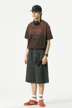 714street Y2K Washed Denim Shorts - Retro 90s Grunge, Summer Y2K Outfits, Y2K Fashion Essentials