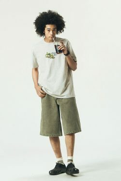 714street Y2K Washed Denim Shorts - Retro 90s Grunge, Summer Y2K Outfits, Y2K Fashion Essentials