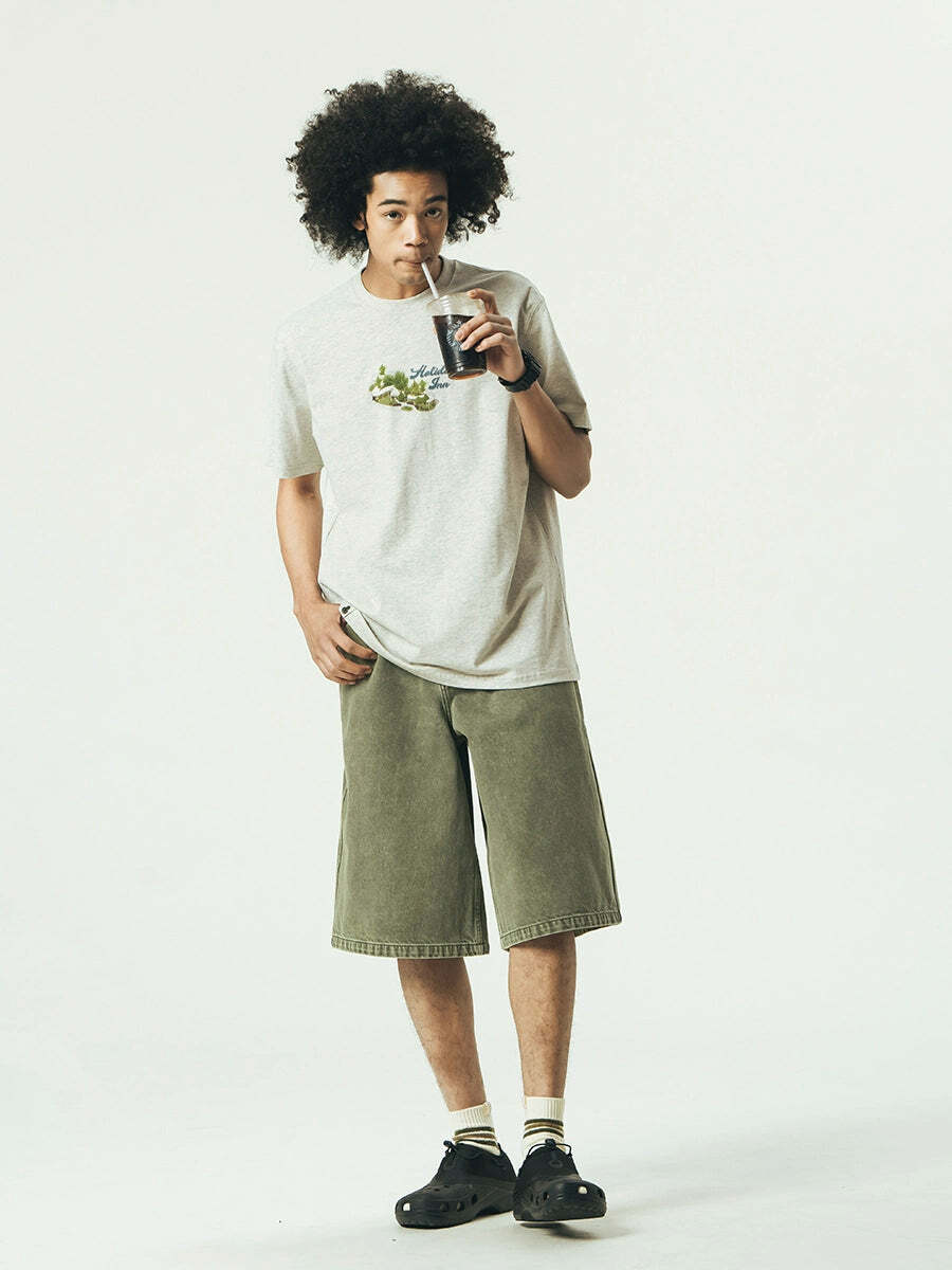714street Y2K Washed Denim Shorts - Retro 90s Grunge, Summer Y2K Outfits, Y2K Fashion Essentials