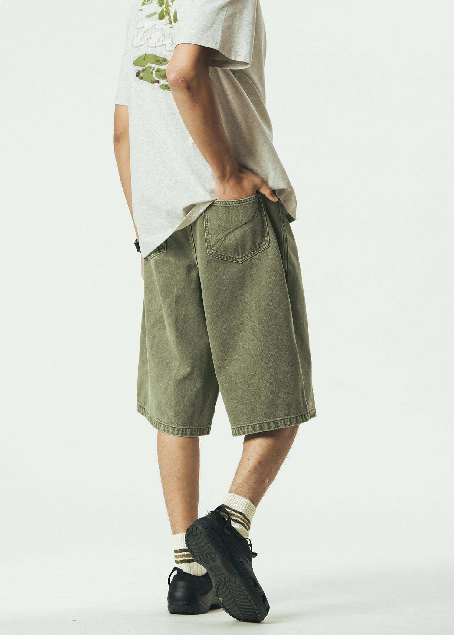 714street Y2K Washed Denim Shorts - Retro 90s Grunge, Summer Y2K Outfits, Y2K Fashion Essentials