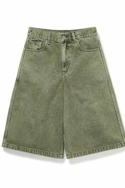 714street Y2K Washed Denim Shorts - Retro 90s Grunge, Summer Y2K Outfits, Y2K Fashion Essentials
