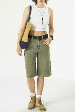 714street Y2K Washed Denim Shorts - Retro 90s Grunge, Summer Y2K Outfits, Y2K Fashion Essentials