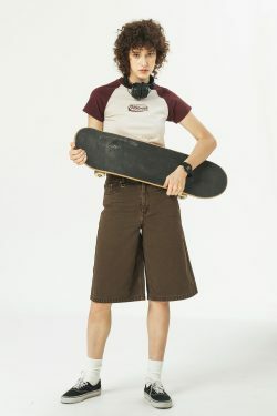 714street Y2K Washed Denim Shorts - Retro 90s Grunge, Summer Y2K Outfits, Y2K Fashion Essentials