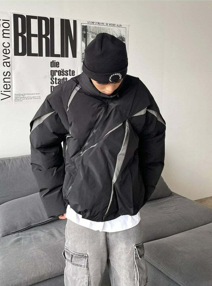 77F7GHT 'Cutters' Puffer Down Jacket - Y2K Grunge, 90s Retro, Summer & Party Outfits