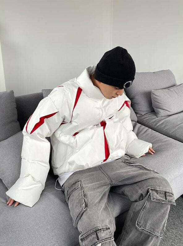 77F7GHT 'Cutters' Puffer Down Jacket - Y2K Grunge, 90s Retro, Summer & Party Outfits