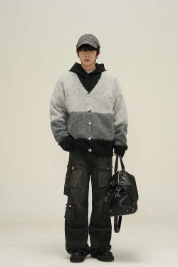 77F7GHT Contrast Cardigan - Y2K Summer Grunge, 90s Retro, Pastel Goth, Y2K Party &