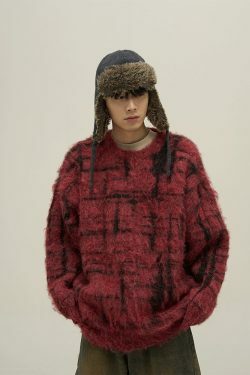 77F7GHT Grid Sweater - Y2K Summer Grunge, 90s Retro, Pastel Goth, Y2K Club &
