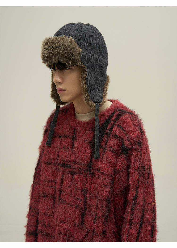 77F7GHT Grid Sweater - Y2K Summer Grunge, 90s Retro, Pastel Goth, Y2K Club &