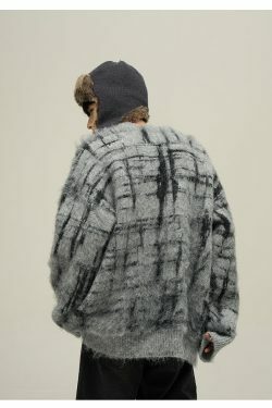 77F7GHT Grid Sweater - Y2K Summer Grunge, 90s Retro, Pastel Goth, Y2K Club &