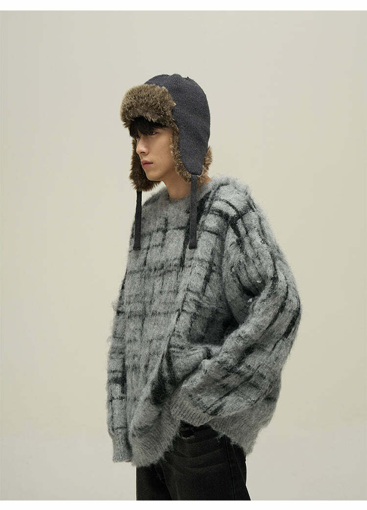 77F7GHT Grid Sweater - Y2K Summer Grunge, 90s Retro, Pastel Goth, Y2K Club &