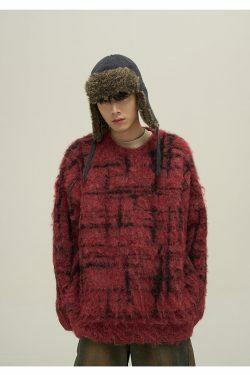 77F7GHT Grid Sweater - Y2K Summer Grunge, 90s Retro, Pastel Goth, Y2K Club &