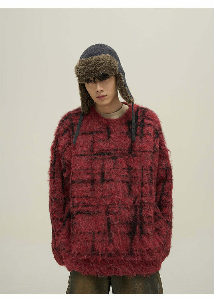 77F7GHT Grid Sweater - Y2K Summer Grunge, 90s Retro, Pastel Goth, Y2K Club &
