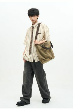 77F7GHT Striped Collar Shirt - Y2K Summer, 90s Grunge, Retro Style, Y2K Party & Club