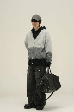 77F7GHT Y2K Contrast Cardigan - Retro 90s Grunge, Summer Outfits, Pastel Goth, Y2K