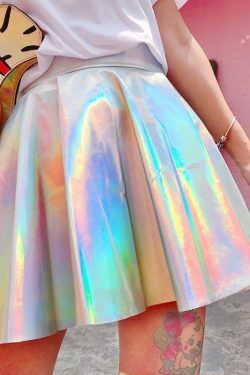 ? Holographic High Waisted Skirt - Y2K Summer, 90s Grunge, Retro Party, Pastel Goth Fashion ?