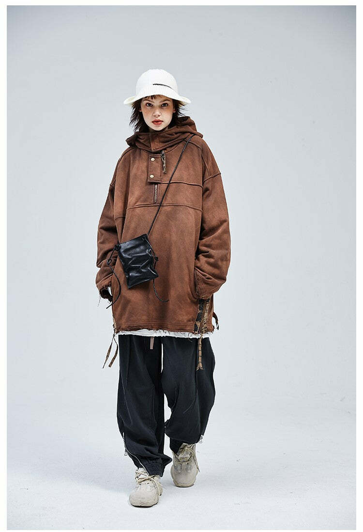 A SQUARE ROOT 'Scavenger' Half Zip Jacket - Y2K Summer, 90s Grunge, Retro, Pastel Goth Fashion