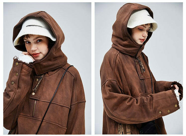 A SQUARE ROOT 'Scavenger' Half Zip Jacket - Y2K Summer, 90s Grunge, Retro, Pastel Goth Fashion