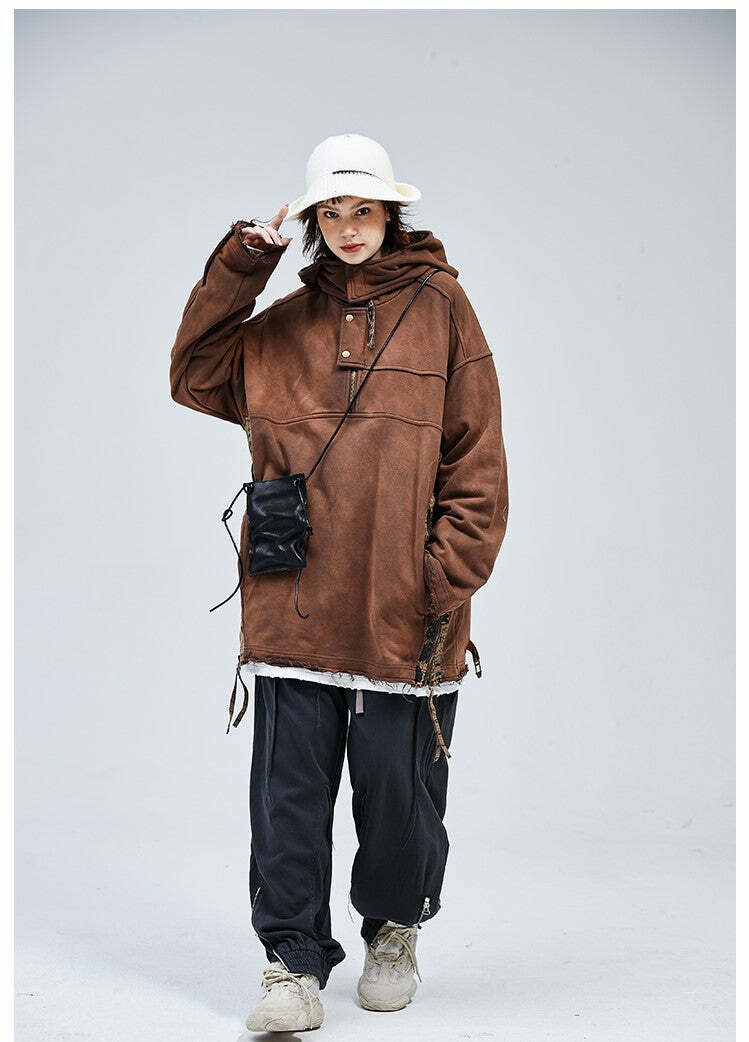 A SQUARE ROOT 'Scavenger' Half Zip Jacket - Y2K Summer, 90s Grunge, Retro, Pastel Goth Fashion