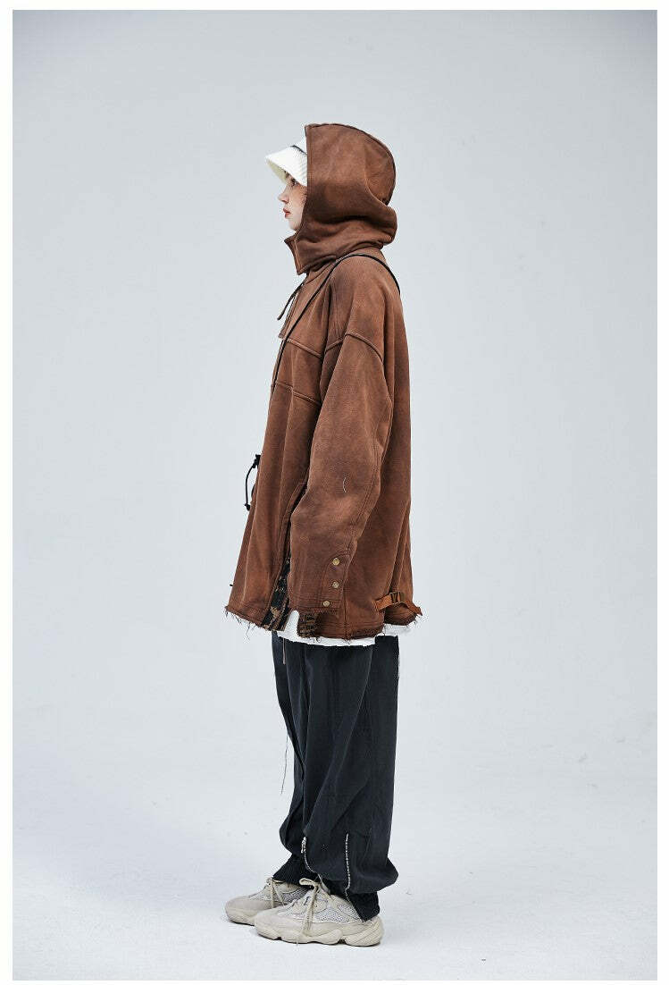 A SQUARE ROOT 'Scavenger' Half Zip Jacket - Y2K Summer, 90s Grunge, Retro, Pastel Goth Fashion