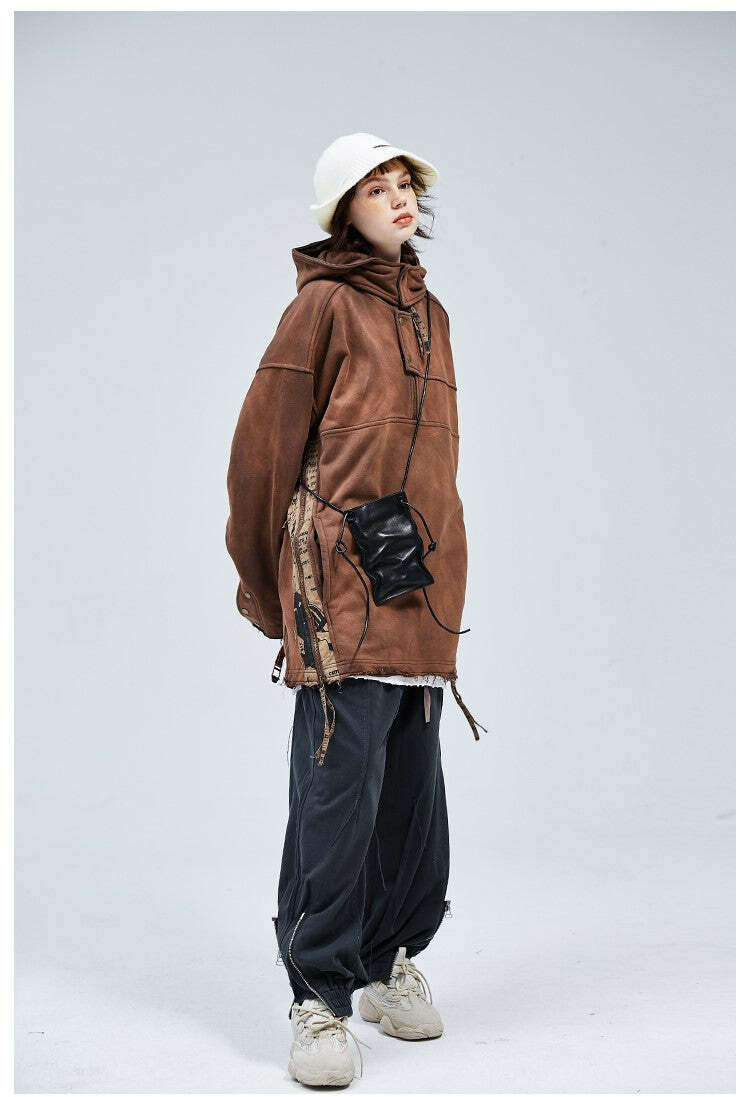 A SQUARE ROOT 'Scavenger' Half Zip Jacket - Y2K Summer, 90s Grunge, Retro, Pastel Goth Fashion