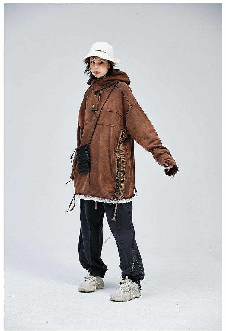 A SQUARE ROOT 'Scavenger' Half Zip Jacket - Y2K Summer, 90s Grunge, Retro, Pastel Goth Fashion